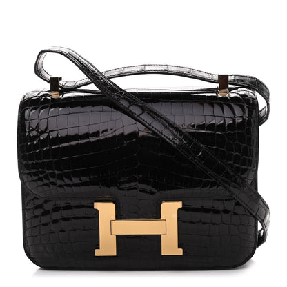 Hermes Shiny Niloticus Crocodile Constance 24 Black 1 of 20