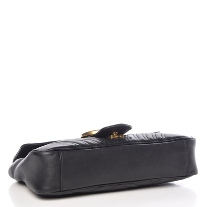 Gucci Calfskin Matelasse Medium GG Marmont Shoulder Bag Black 5 of 14