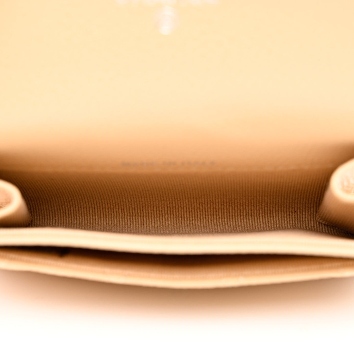 Caviar Quilted Flap Card Holder Wallet Beige