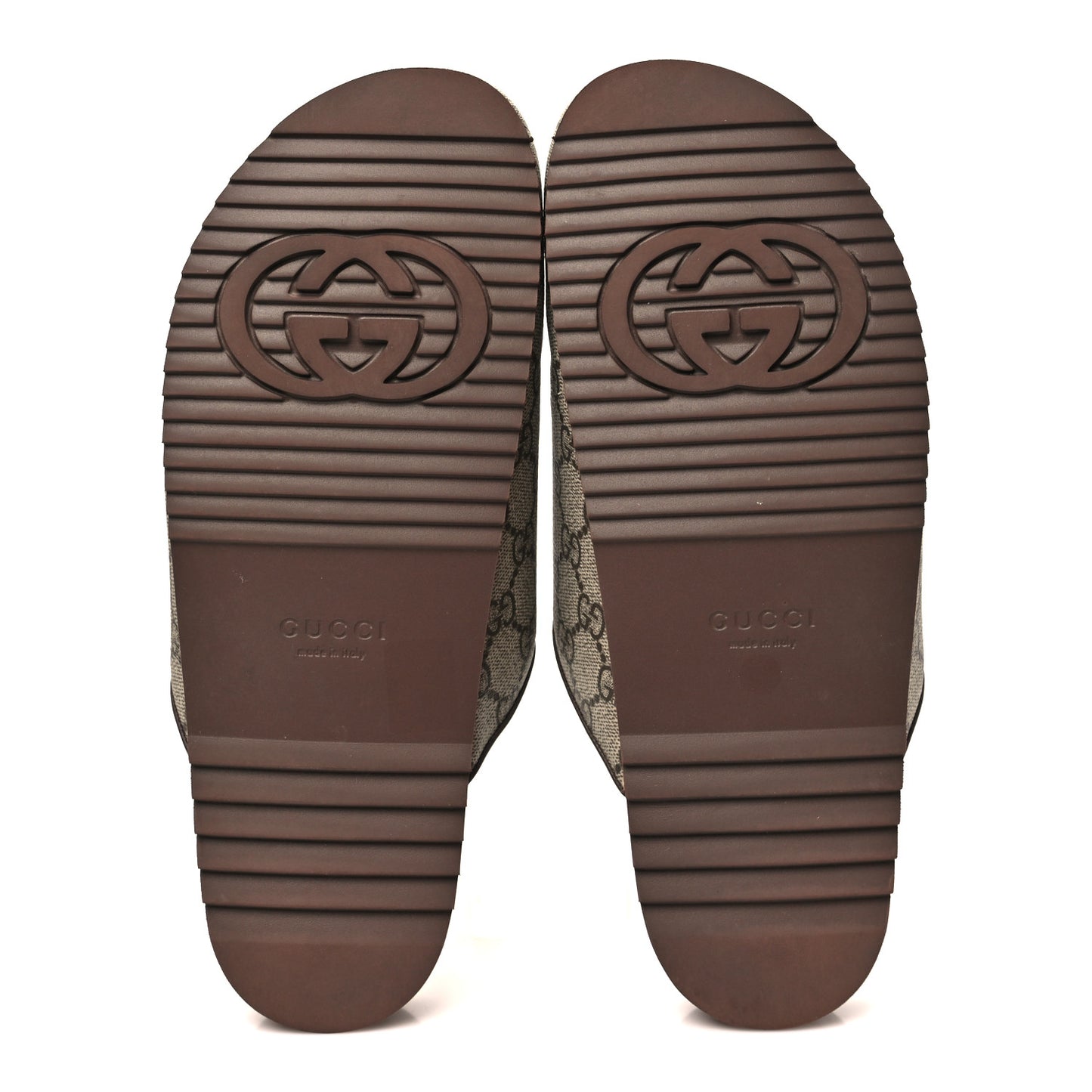 GG Supreme Monogram Miro Soft Calfskin Womens Horsebit Slippers 40.5 Beige Ebony New Acero