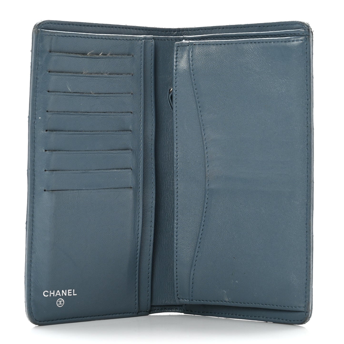 Lambskin Quilted Yen Wallet Blue