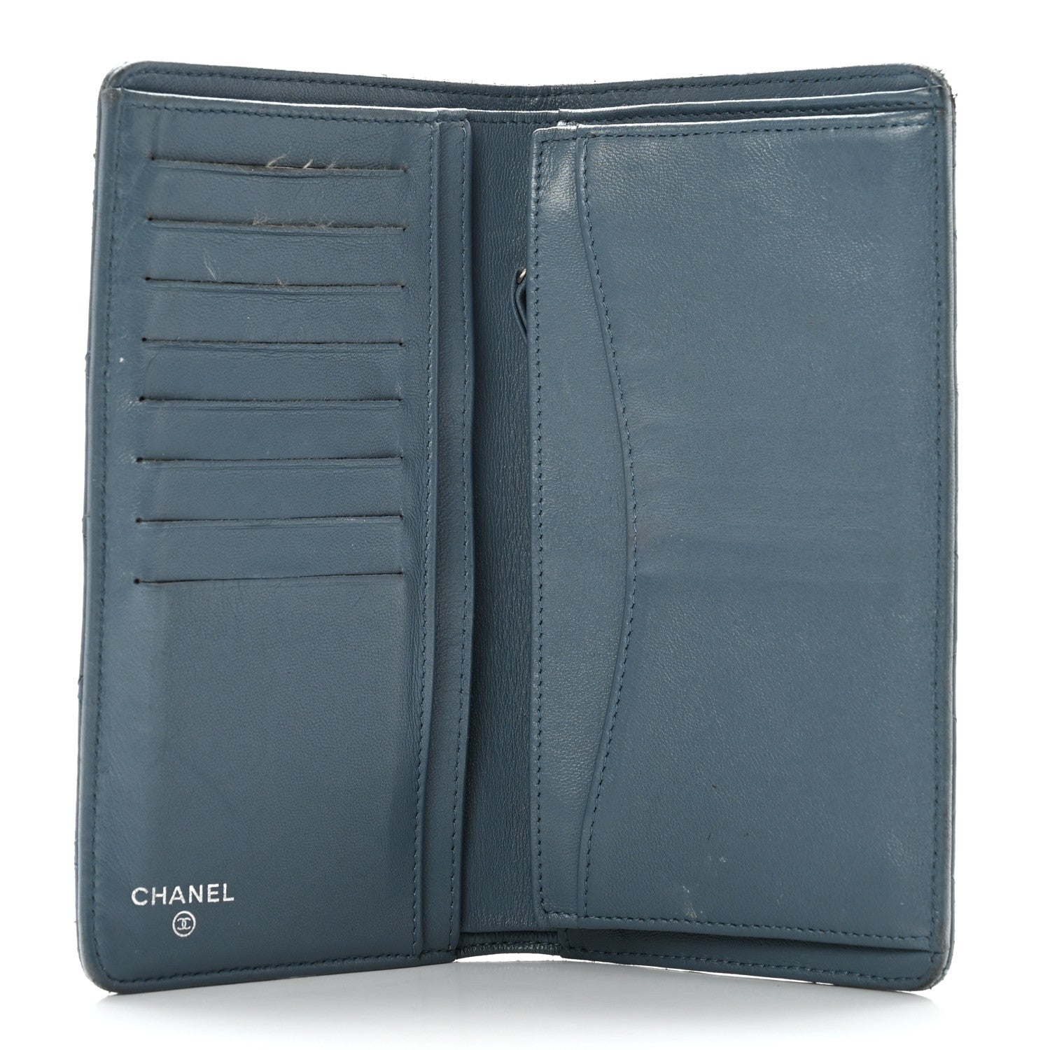 Chanel Lambskin Quilted Yen Wallet Blue 4 of 13