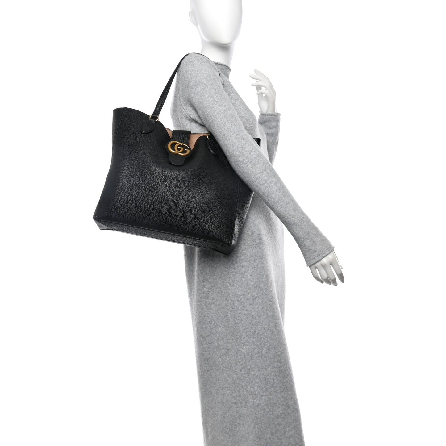 Grained Calfskin Small Dahlia Tote Black