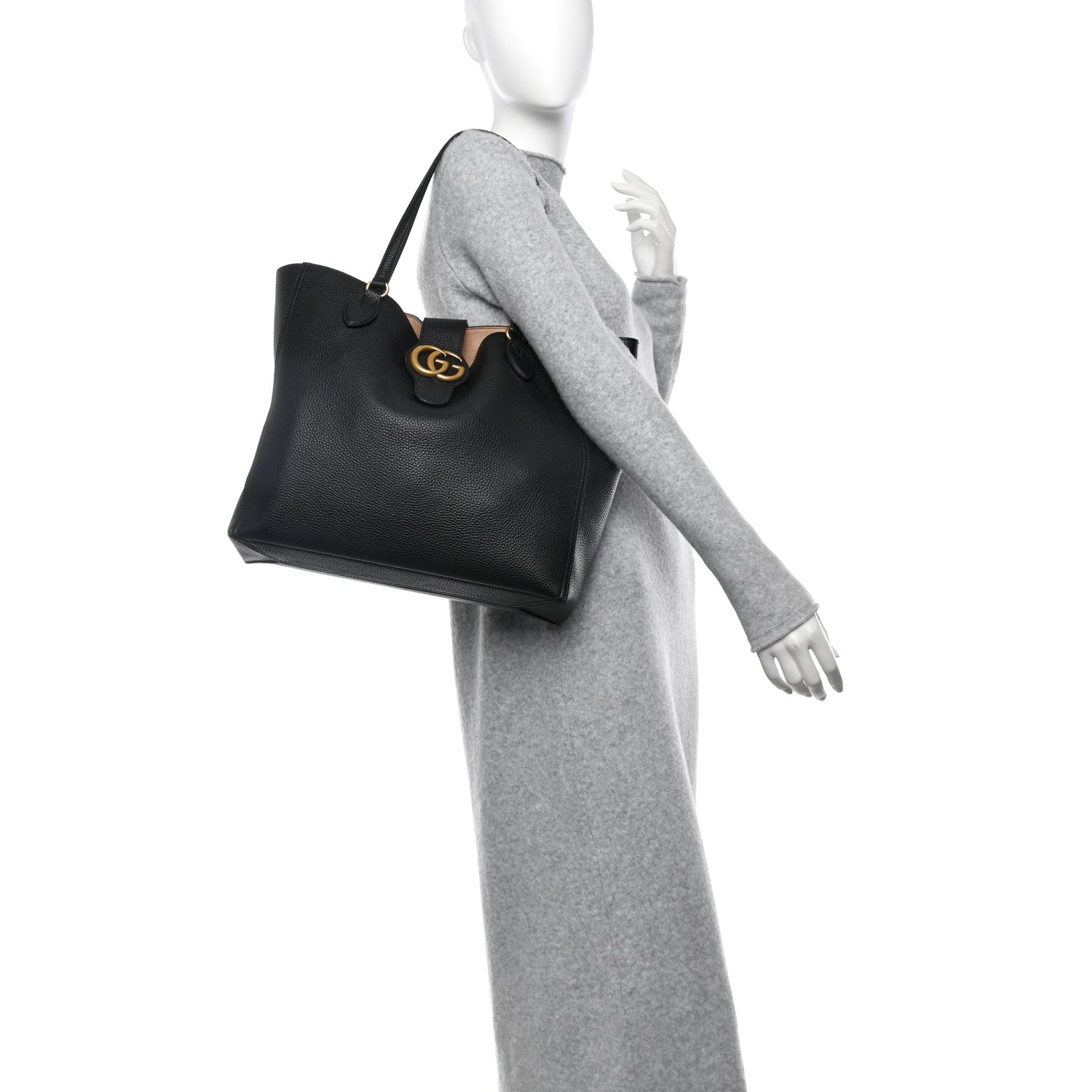 Gucci Grained Calfskin Small Dahlia Tote Black 2 of 12