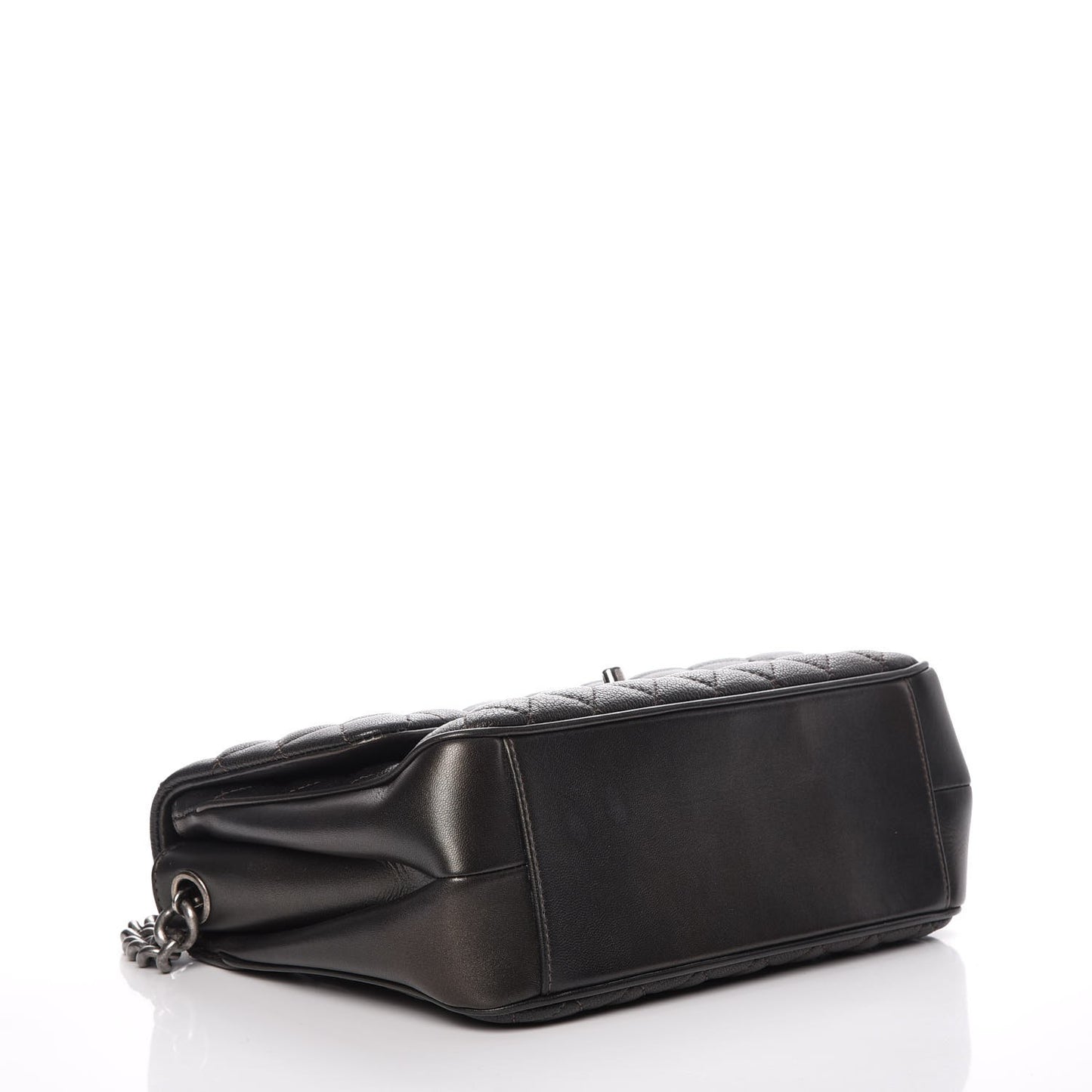 Metallic Goatskin Quilted Medium Rock In Rome Flap Charcoal