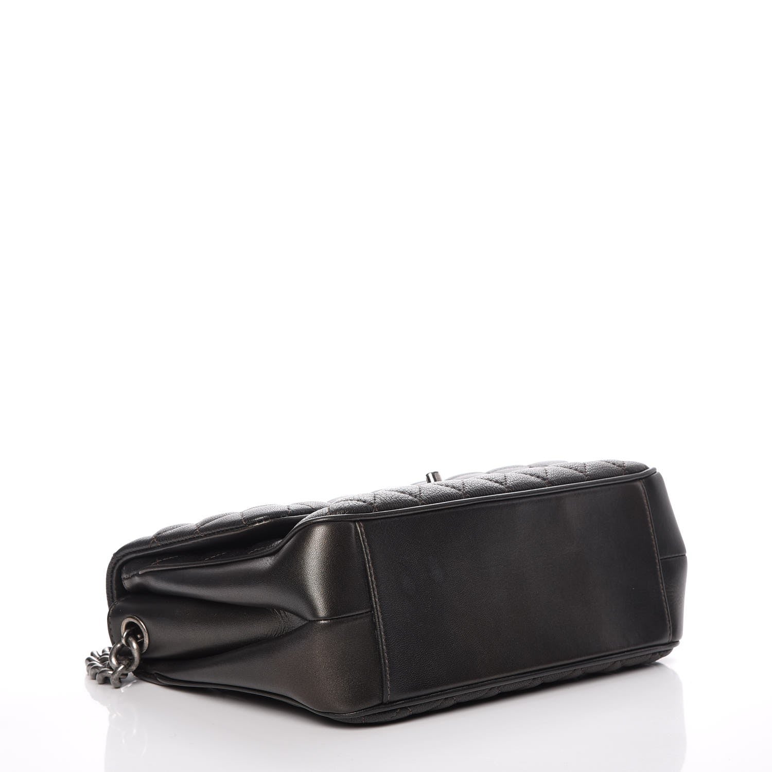 Chanel Metallic Goatskin Quilted Medium Rock In Rome Flap Charcoal 4 of 10