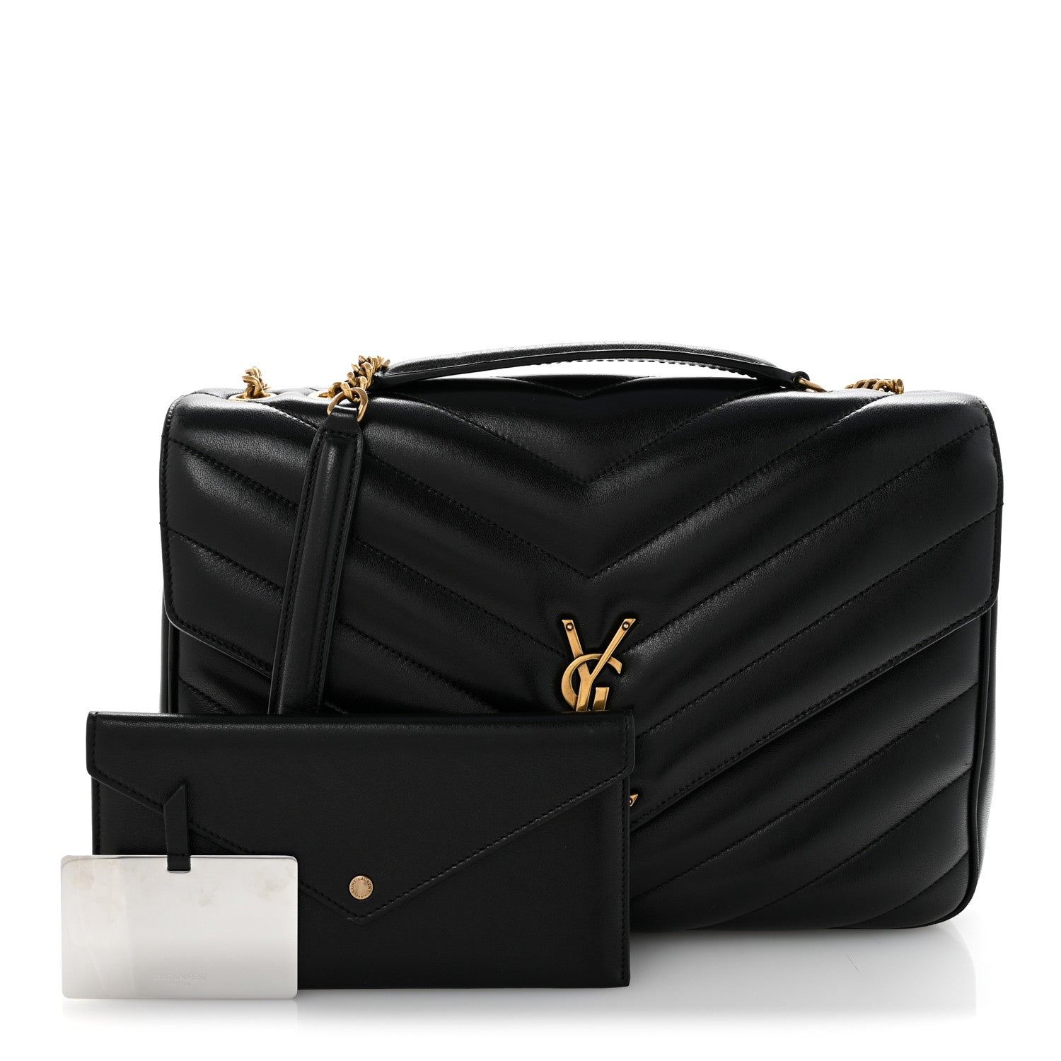 Saint Laurent Lambskin Quilted Monogram Large Loulou Black 3 of 15