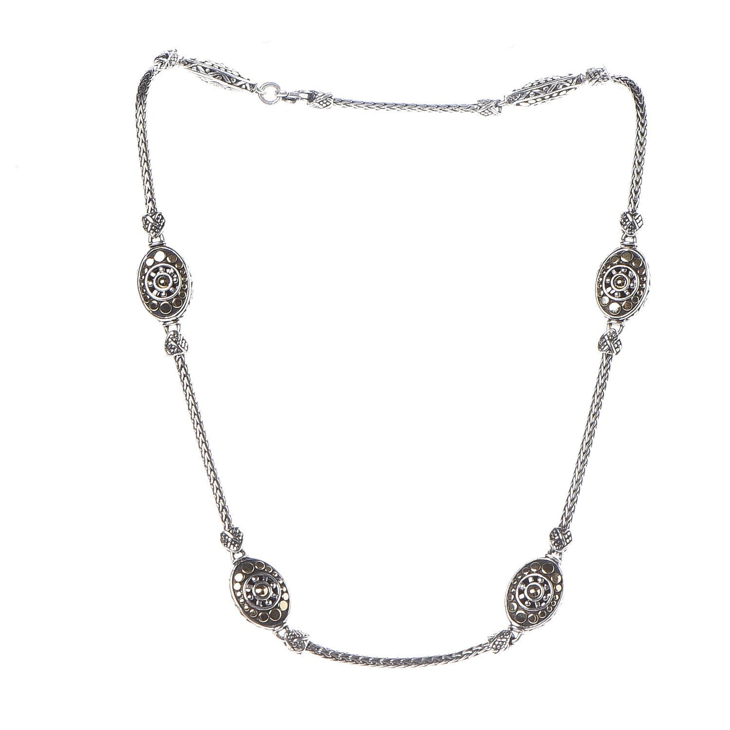 Sterling Silver 18K Yellow Gold Jaisalmer Oval Station Necklace