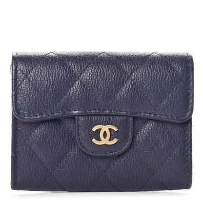 Chanel Letter Calfskin Embossed Quilted Card Holder Dark Blue 1 of 8