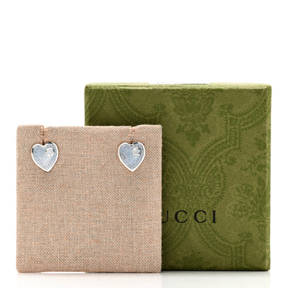 Gucci Sterling Silver Enamel Interlocking G Heart Stud Earrings Blue 5 of 5