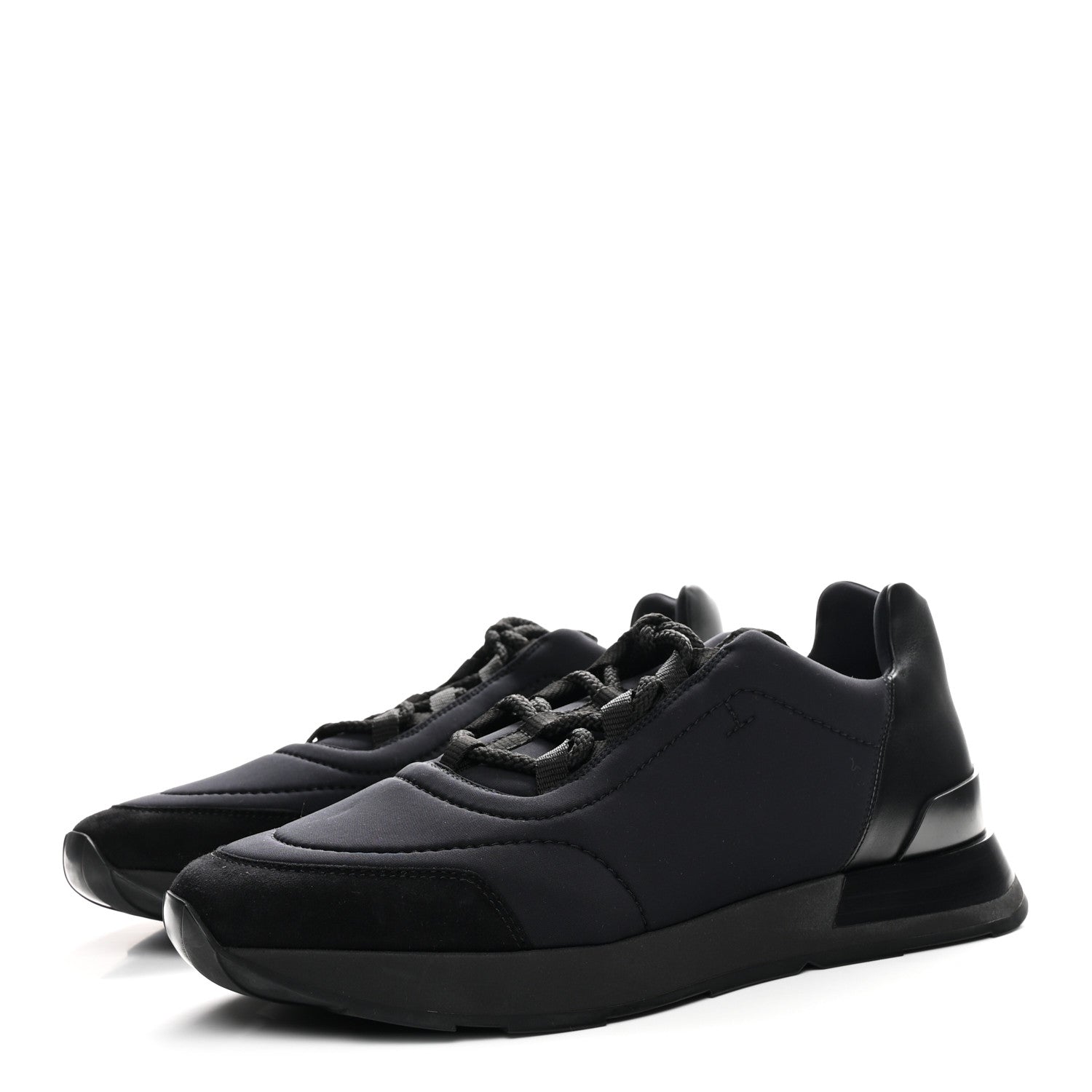 Hermes Technical Canvas Calfskin Suede Goatskin Mens Buster Sneakers 43 Black 4 of 9