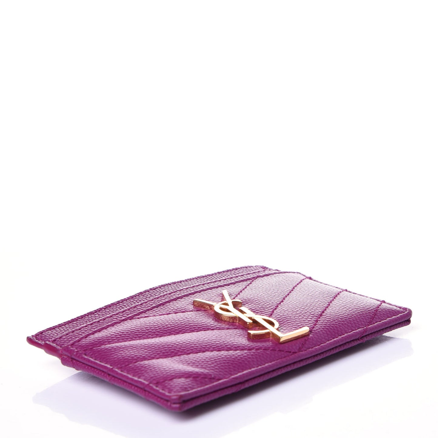 Grain De Poudre Matelasse Chevron Monogram Credit Card Case Dark Grape