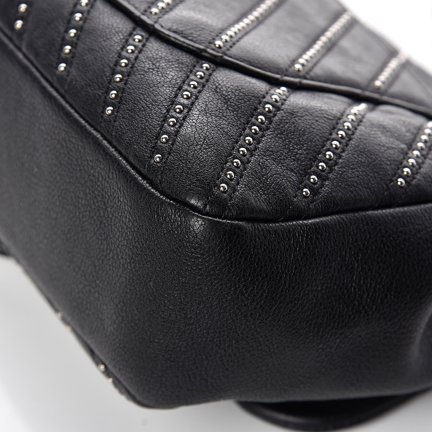 Chanel Calfskin Studded Chevron Quilted Medium Stud Wars Flap Black 13 of 13