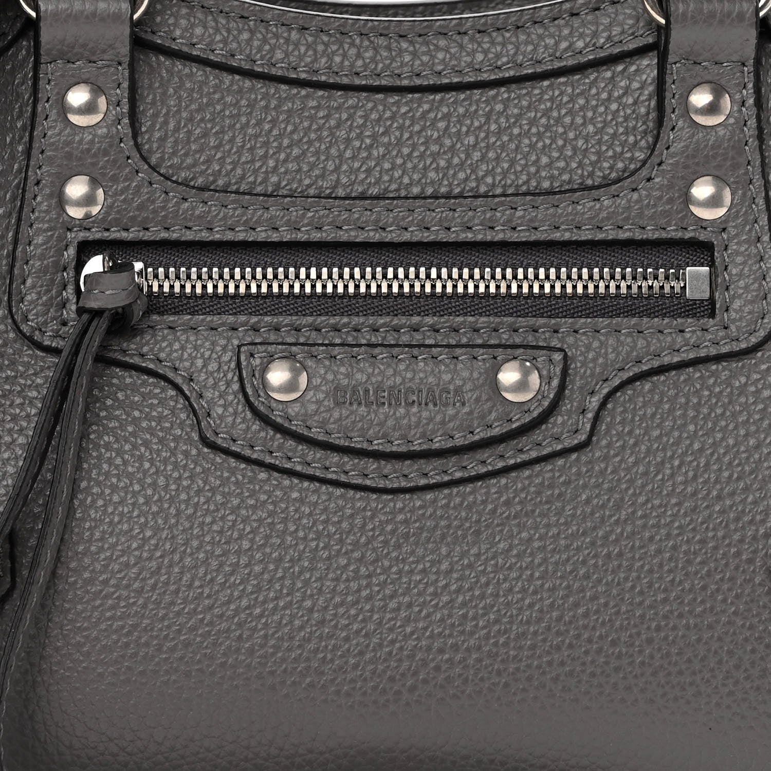 Balenciaga Grained Calfskin Neo Classic Silver Hardware Mini City Dark Grey 8 of 10