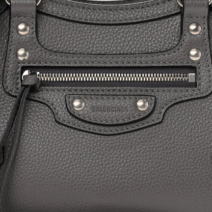 Balenciaga Grained Calfskin Neo Classic Silver Hardware Mini City Dark Grey 8 of 10