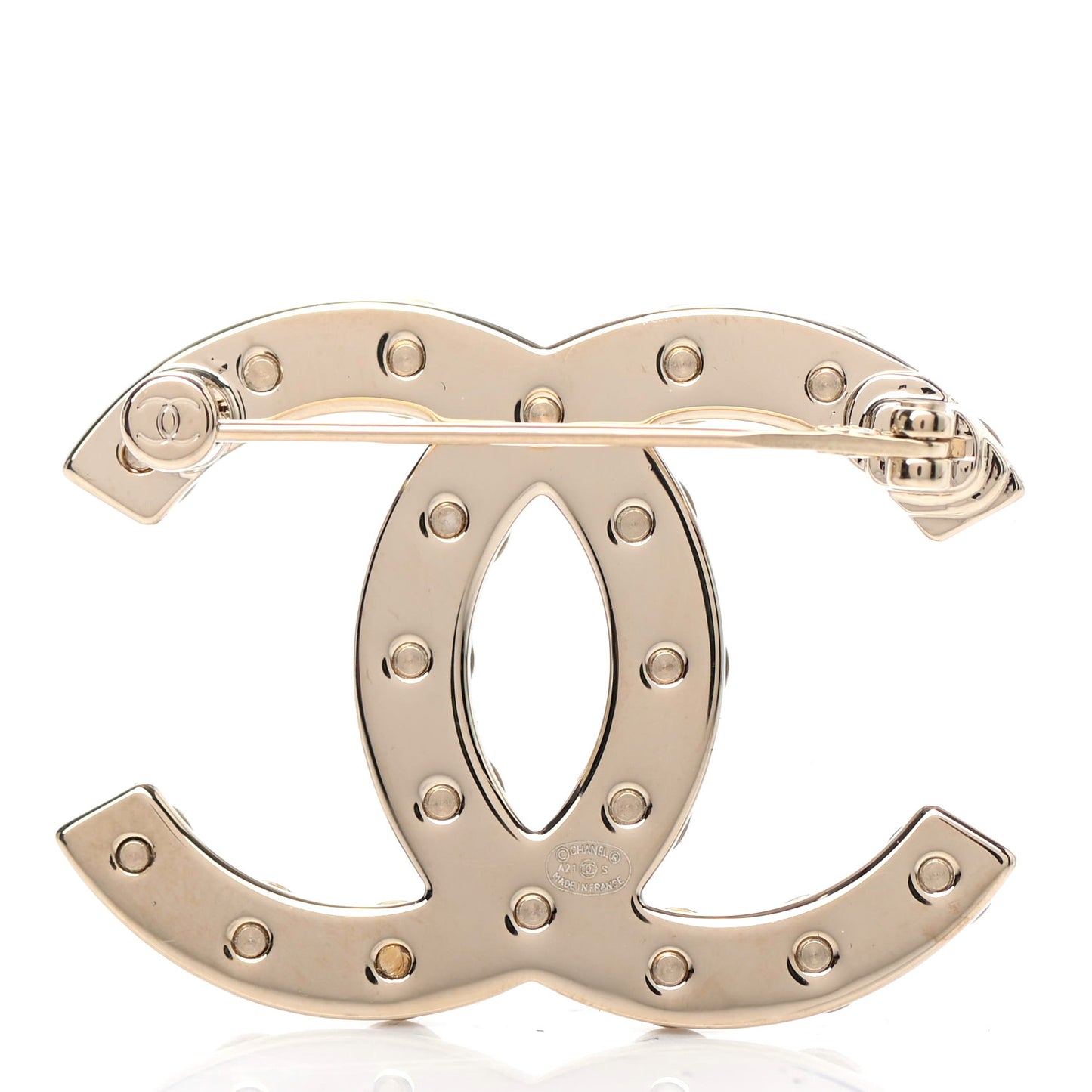 Pearl CC Brooch Gold
