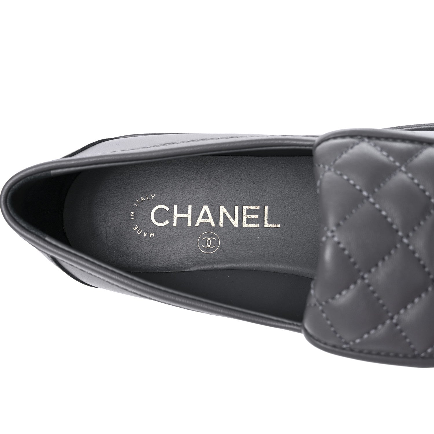 Chanel Lambskin Quilted CC Turnlock Moccasins 38.5 Grey 9 of 11
