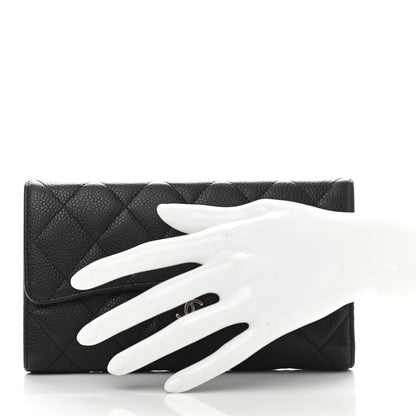Chanel Caviar Quilted Long Flap Wallet Black 2 of 10