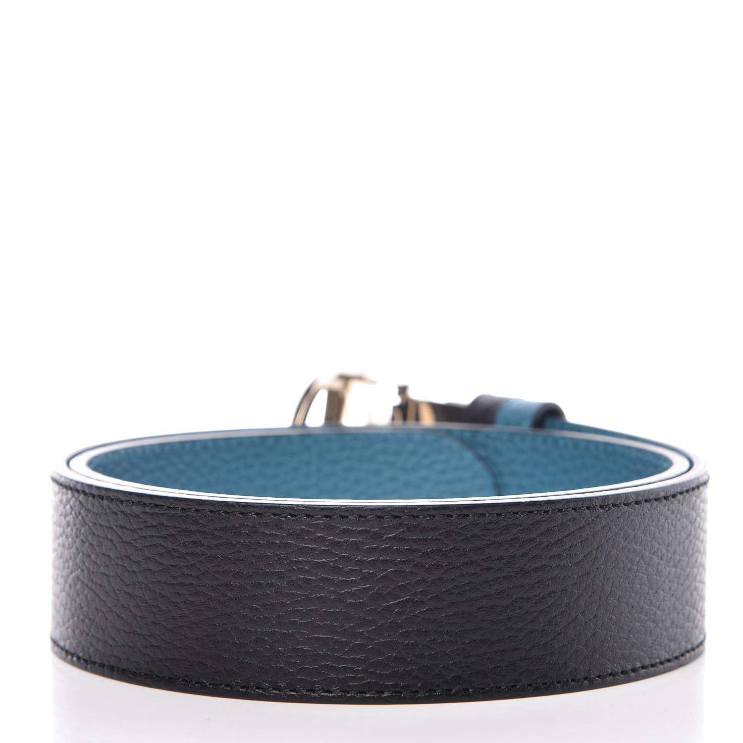 Gucci Dollar Calfskin 1973 Reversible Belt 80 32 Black Deep Cobalt 5 of 8