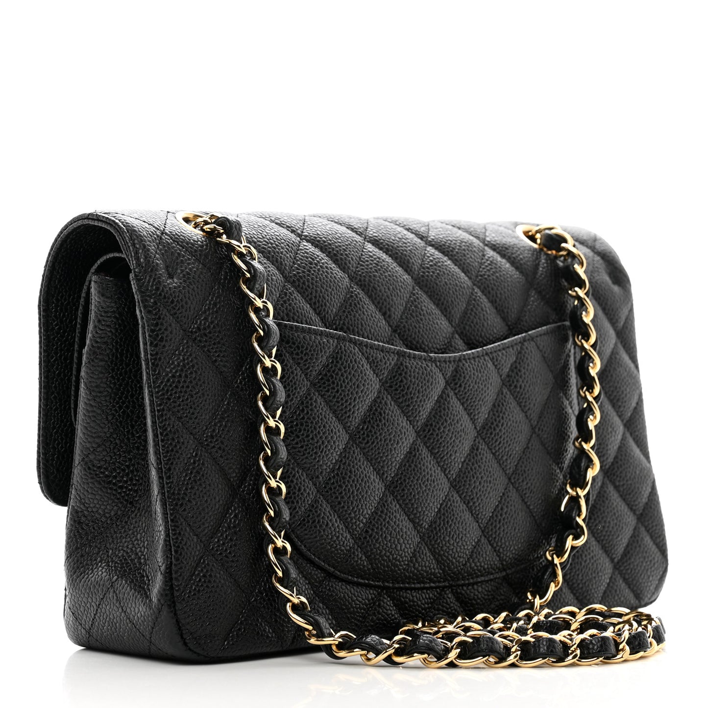 Caviar Quilted Medium Double Flap Black