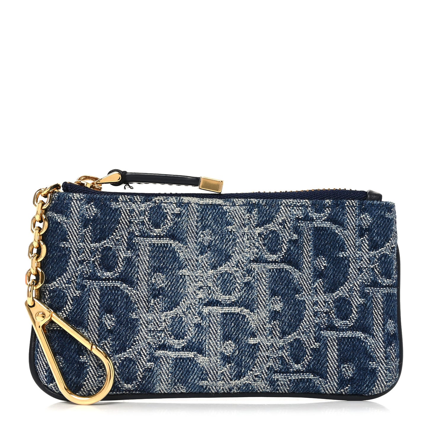 Denim Jacquard Oblique DiorTravel Myrte Zipped Key Case Blue