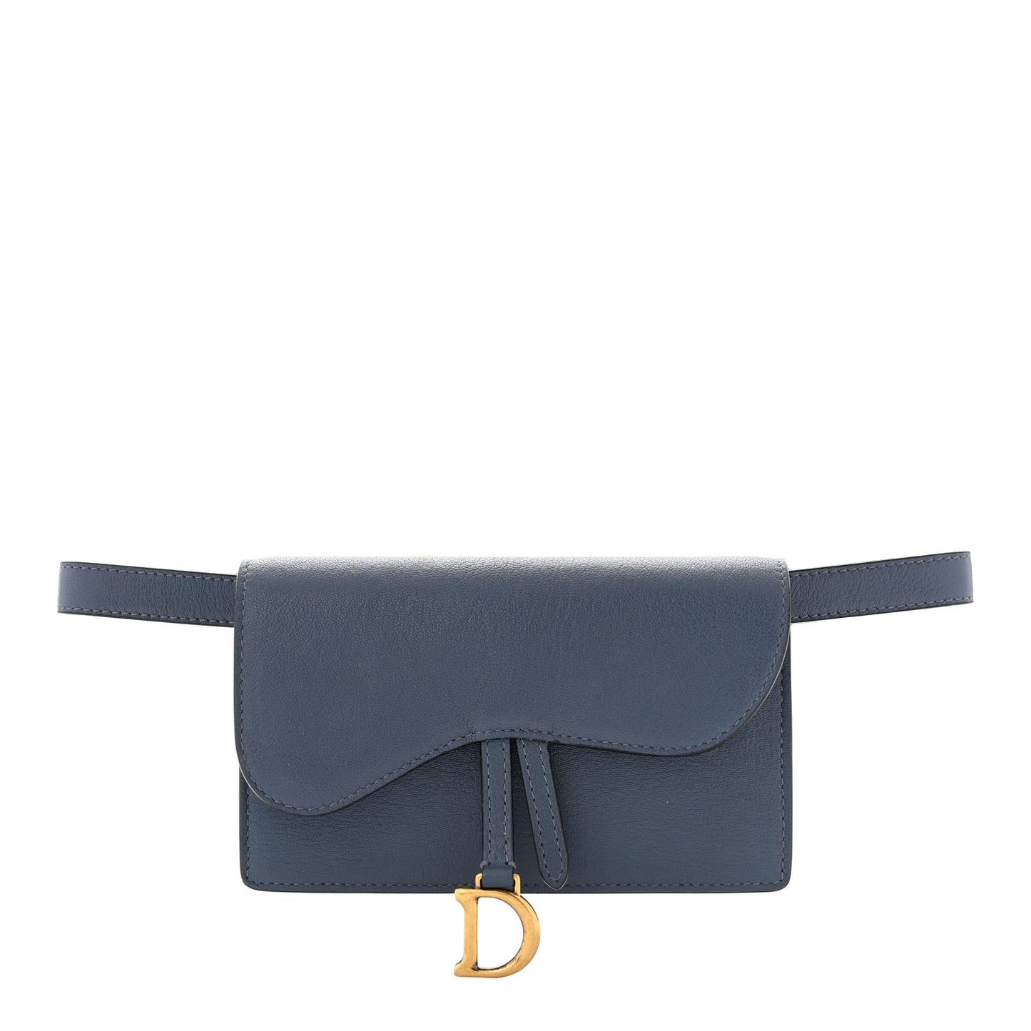 Goatskin Saddle Belt Clutch Denim Blue