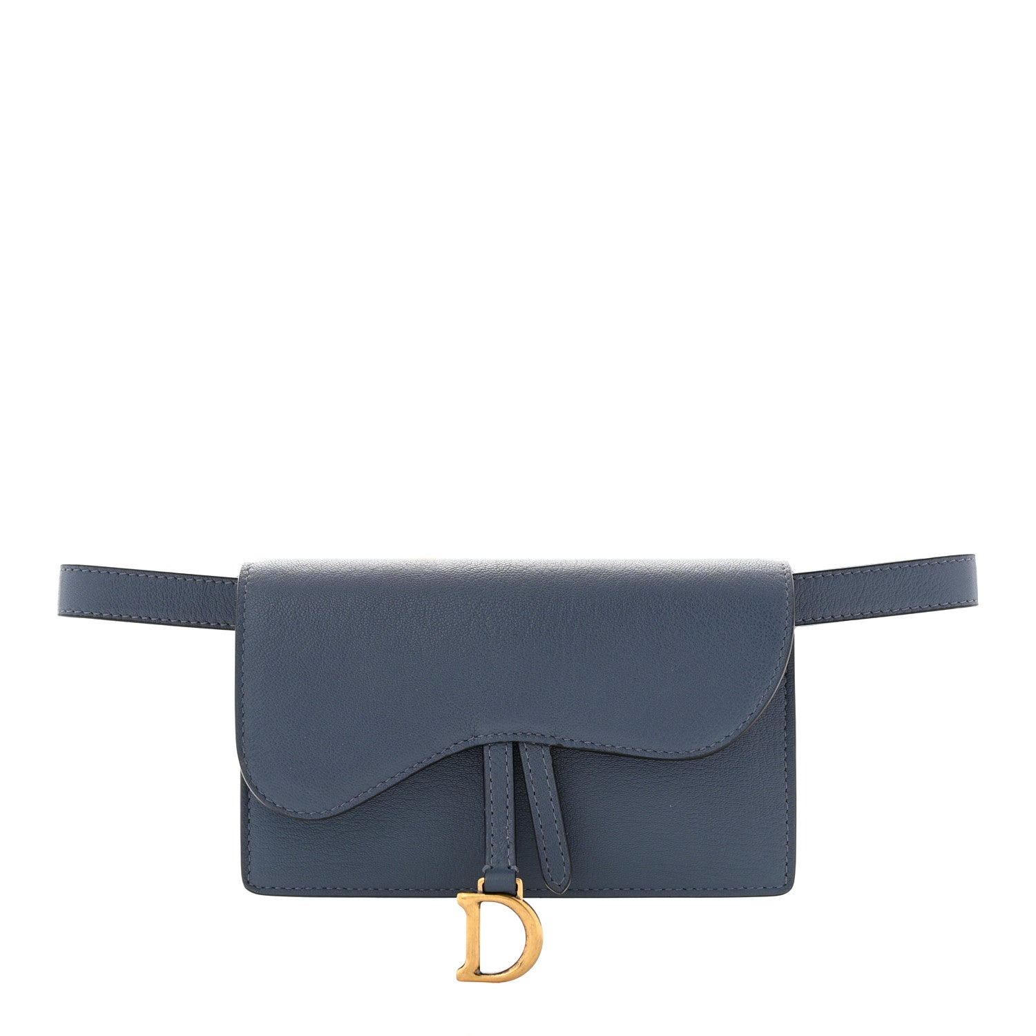 Christian Dior Goatskin Saddle Belt Clutch Denim Blue 1 of 10