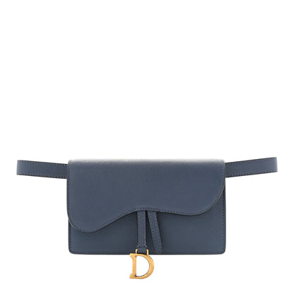 Christian Dior Goatskin Saddle Belt Clutch Denim Blue 1 of 10