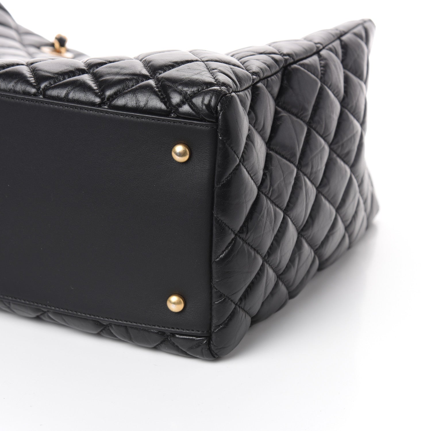 Chanel Aged Calfskin Quilted Large Coco Handle Shopping Tote Black 11 of 15