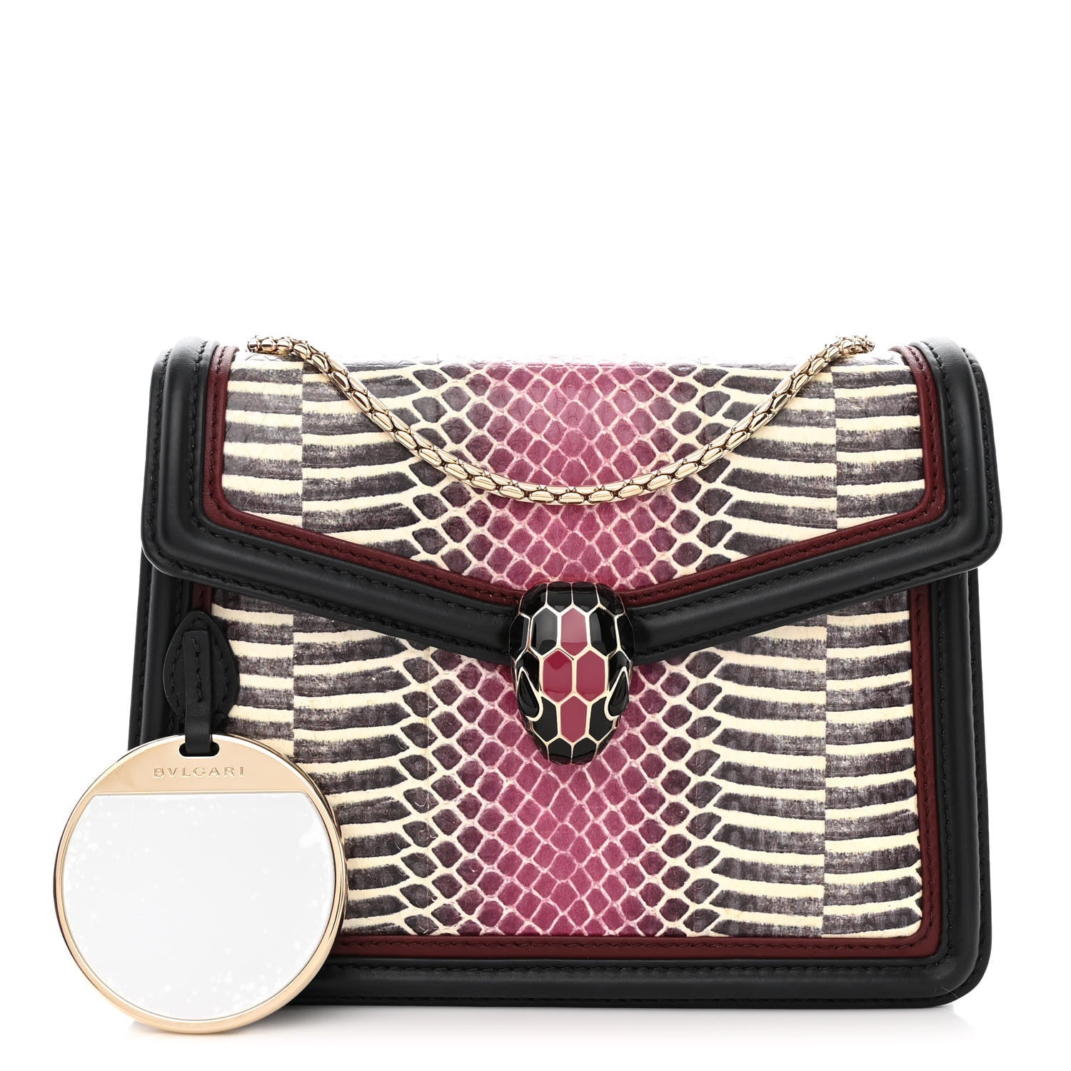 Bulgari Calfskin Elaphe Serpenti Forever Crossbody Bag Ruby Wine Black Multicolor 1 of 12
