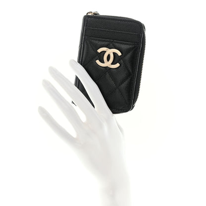 Chanel Caviar Quilted Studded CC Zip Card Holder Black 2 of 8