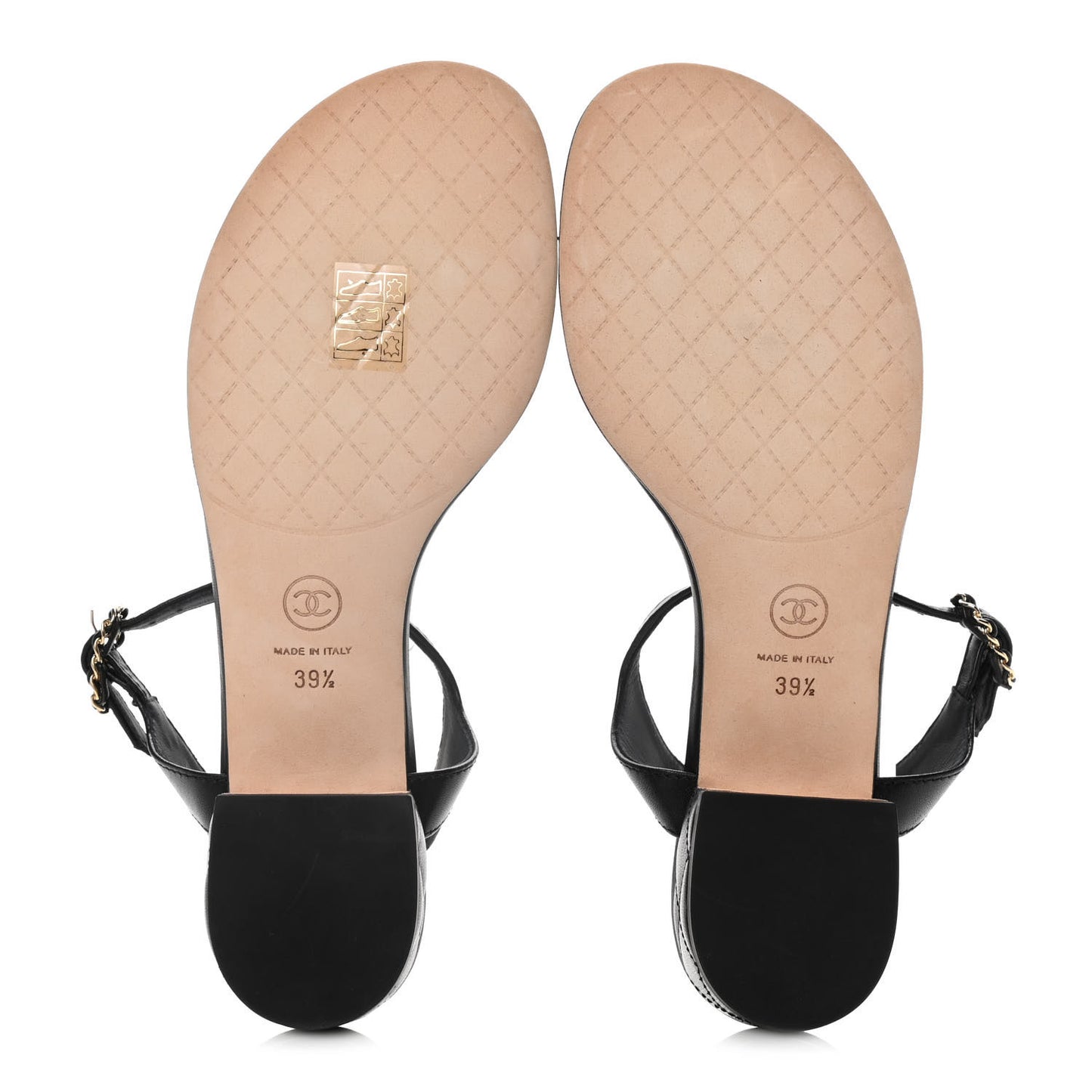 Lambskin Chain CC Logo Thong Sandals 39.5 Black