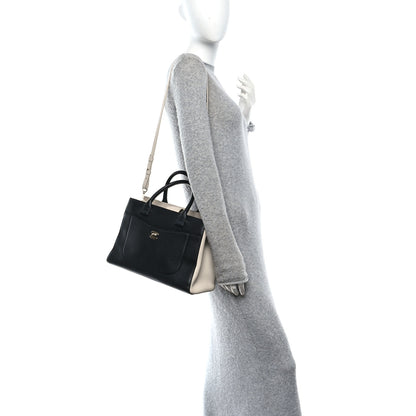 Chanel Grained Calfskin Small Bi-Color Neo Executive Shopper Tote Black Beige 2 of 10