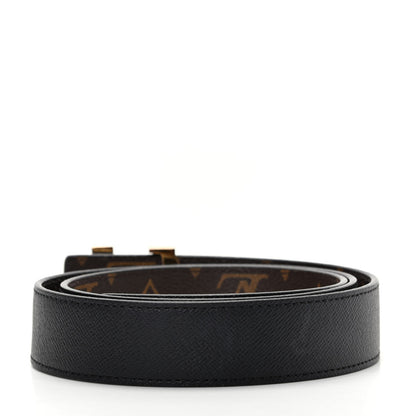 Louis Vuitton Calfskin Monogram 30mm LV Initiales Reversible Belt 85 34 Black 2 of 6