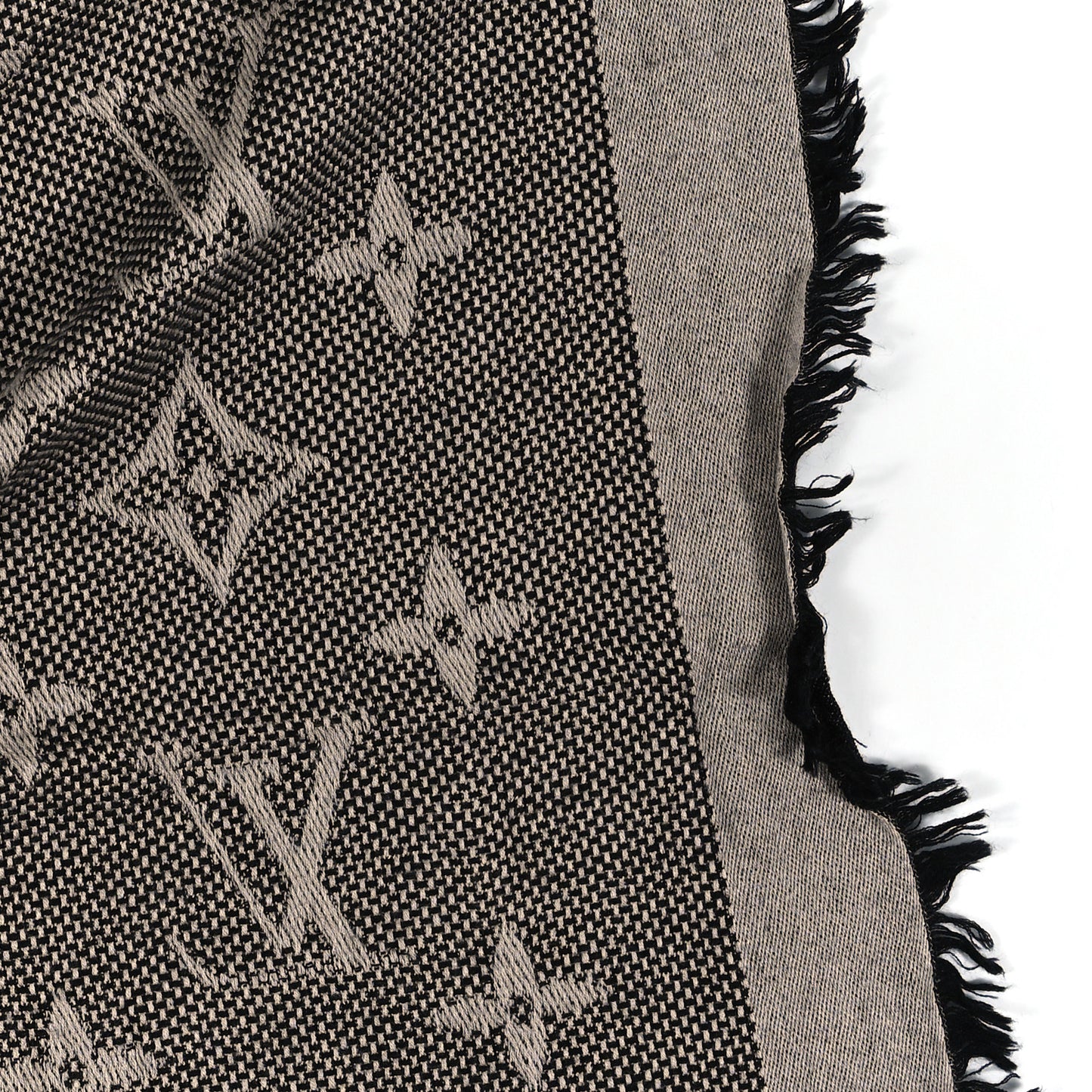 Silk Wool Monogram Denim Shawl Black