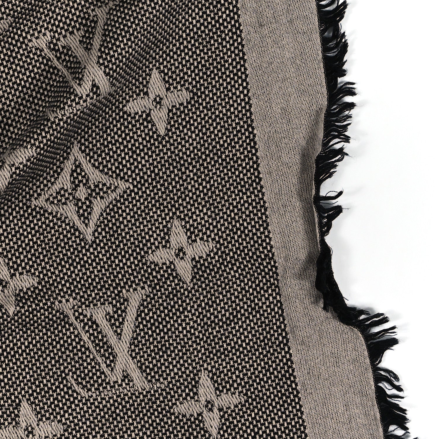 Louis Vuitton Silk Wool Monogram Denim Shawl Black 5 of 5