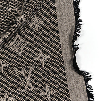 Louis Vuitton Silk Wool Monogram Denim Shawl Black 5 of 5