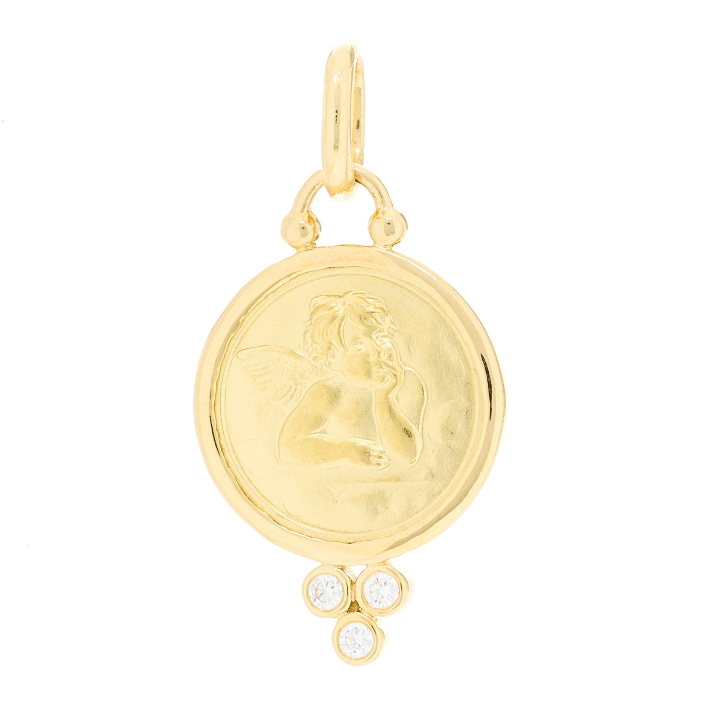 18K Yellow Gold Diamond 14mm Angel Pendant