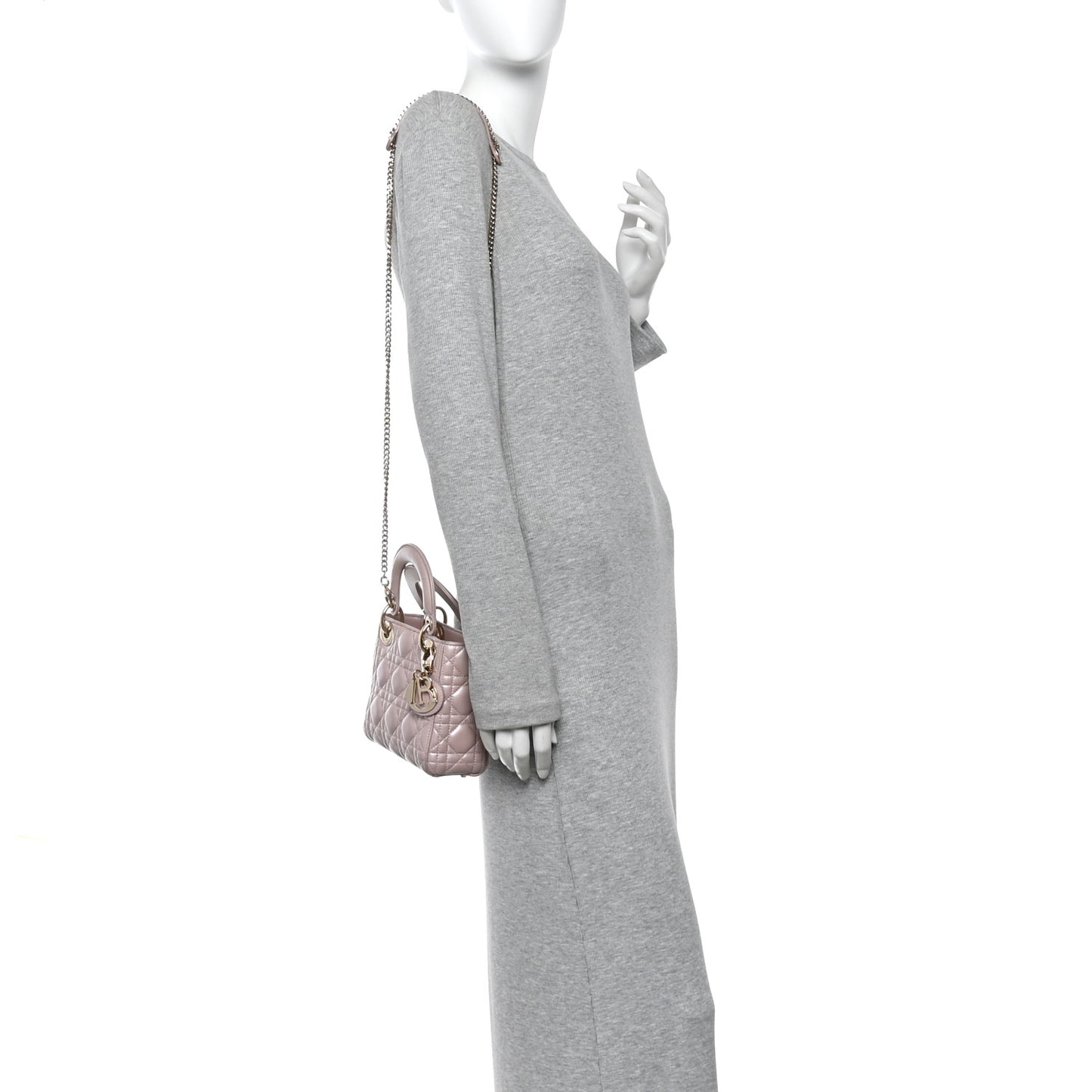 Metallic Lambskin Cannage Mini Lady Dior Lotus