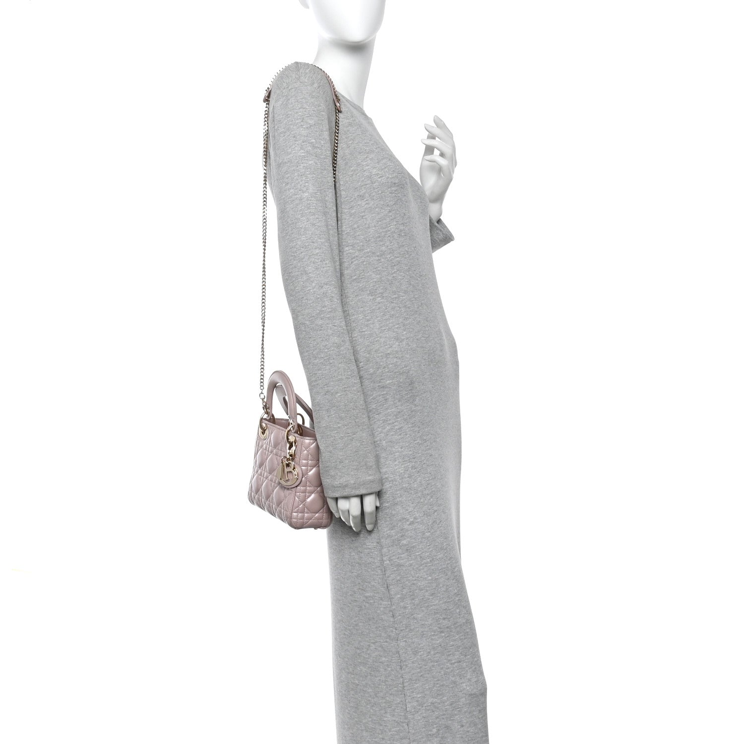 Christian Dior Metallic Lambskin Cannage Mini Lady Dior Lotus 2 of 10