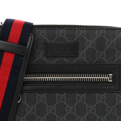 Gucci GG Supreme Monogram Web Small Flat Messenger Bag Black Grey 8 of 12
