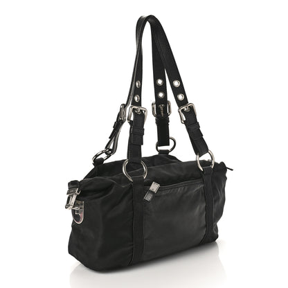 Prada Tessuto Nylon Soft Calfskin Shopping Satchel Black 2 of 11