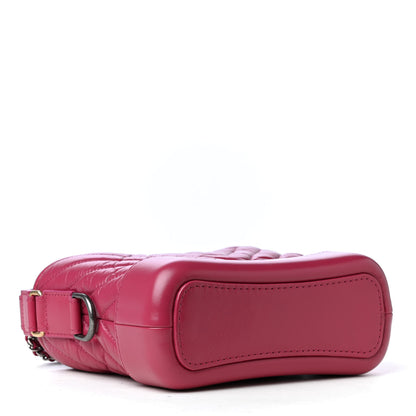 Chanel Aged Calfskin Chevron Quilted Small Gabrielle Hobo Dark Pink 3 of 4