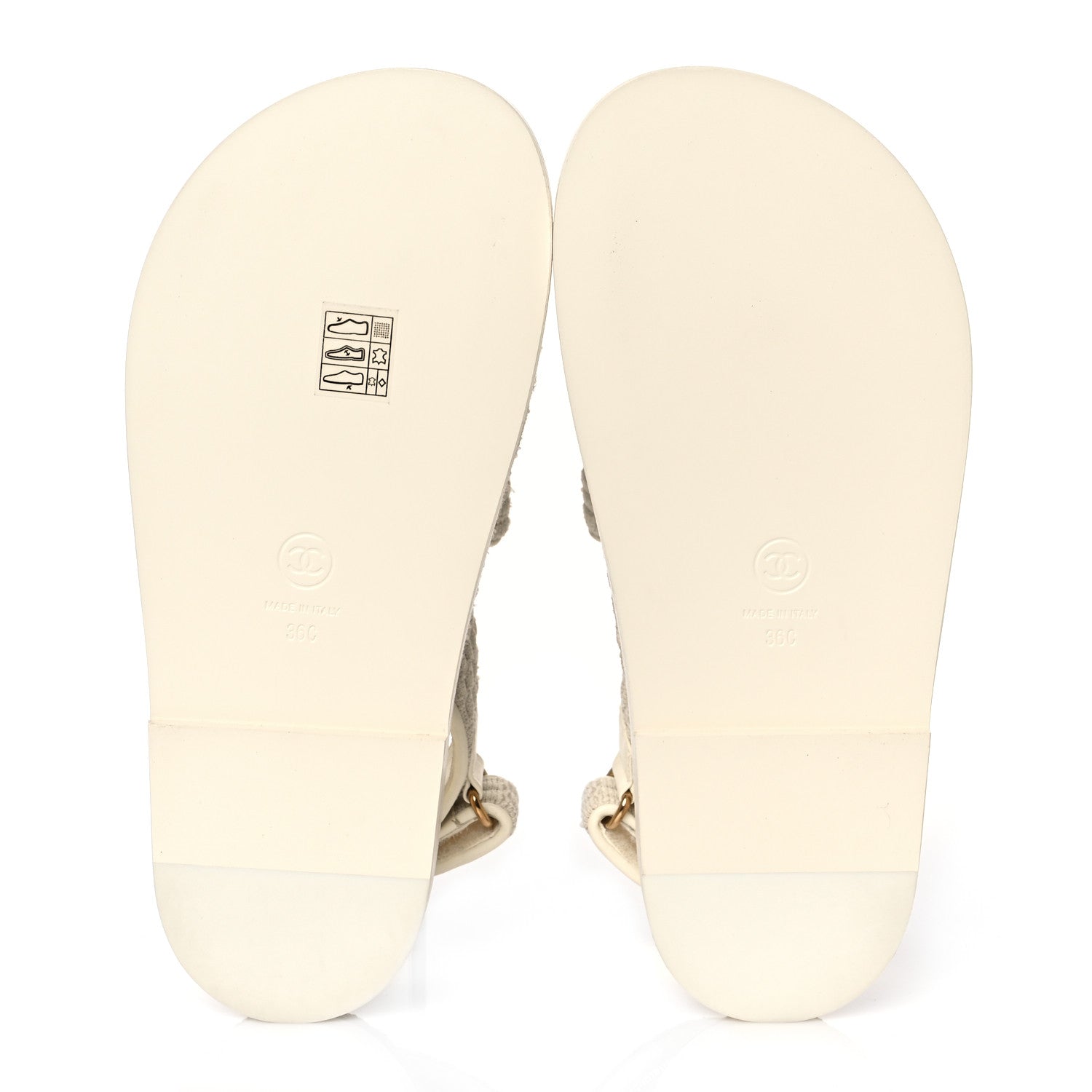 Chanel Knit Fabric Velcro Dad Sandals 36 Ivory 5 of 8