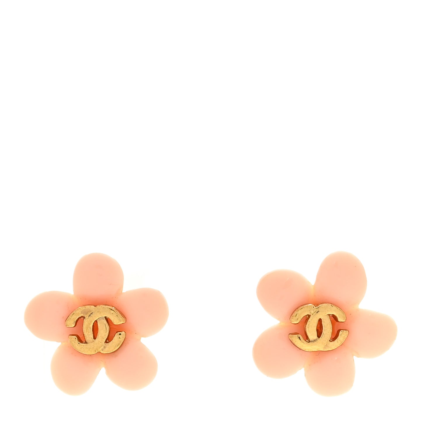 Metal Resin CC Earrings Pink Gold
