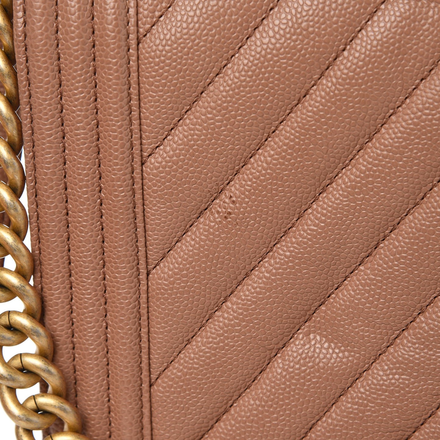Caviar Chevron Quilted New Medium Boy Flap Light Brown
