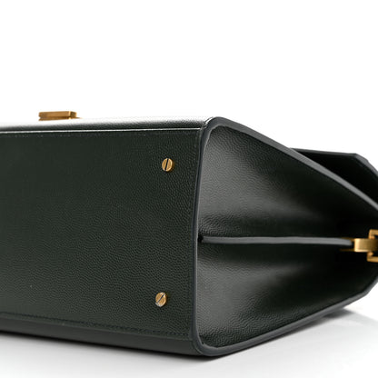 Saint Laurent Grain de Poudre Medium Classic Monogram Cassandra Top Handle Dark Green 10 of 14