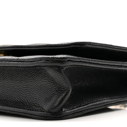 Chanel Caviar Quilted Textured CC Wallet On Chain WOC Black 12 of 14