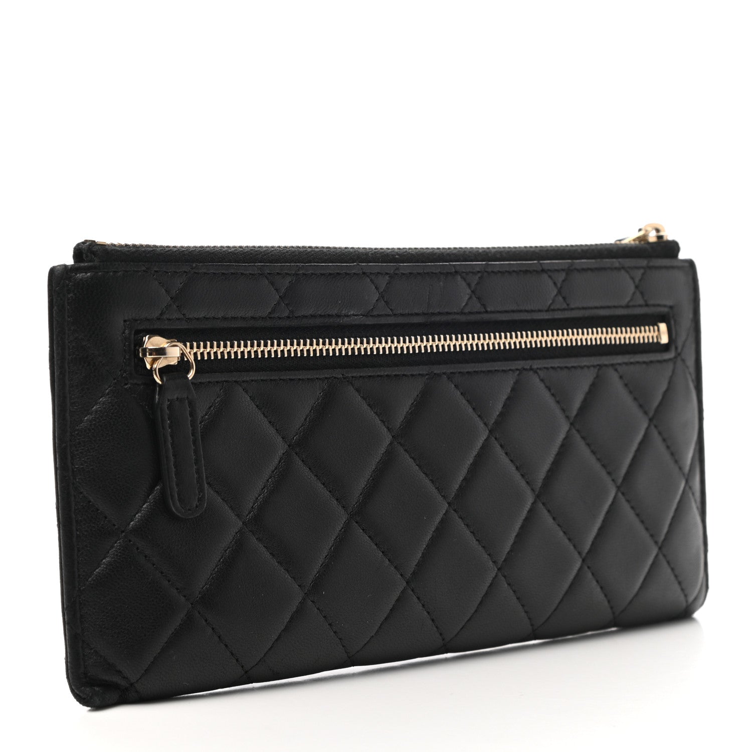 Chanel Lambskin Quilted Zip Pouch Black 3 of 10