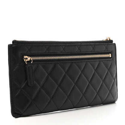 Chanel Lambskin Quilted Zip Pouch Black 3 of 10